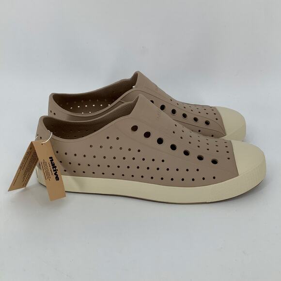 Native Shoes Mens 10 Flax Tan Bone Jefferson Slip On Sneaker Perforated P2-60 - Picture 3 of 10